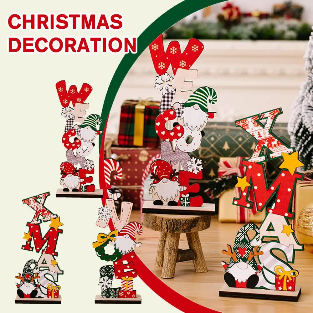 

New Christmas Decoration Wooden Tabletop Standing Ornaments Welcome Xmas Noel Letter Wood Sign Merry Christmas Decor For Ho S1F9