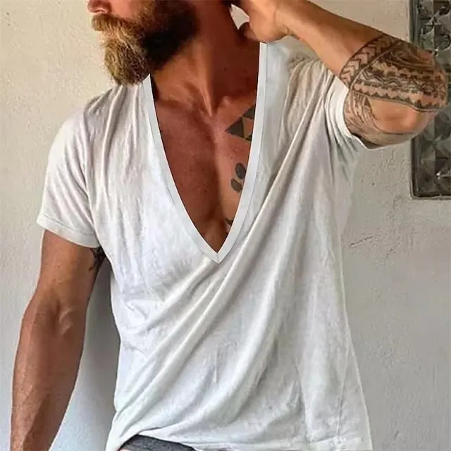 2023 Summer Men's Fitness T-shirt Sports Leisure Summer Cotton Sweat-absorbing Solid Dark V-neck Top
2023 Summer Men's Fitness T-shirt Sports Leisure Summer Cotton Sweat-absorbing Solid Dark V-neck Top