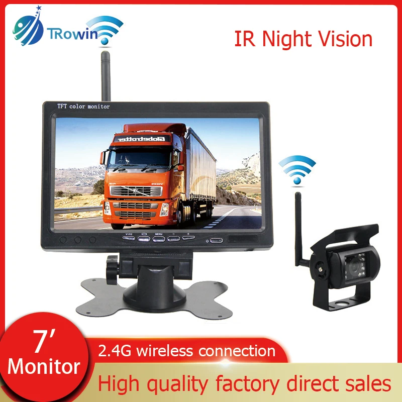 

7-inch 2.4G Built-in Wireless Vehicle Display Truck Bus 12V-24V AV Input Waterproof Backup View Camera Reversing Image