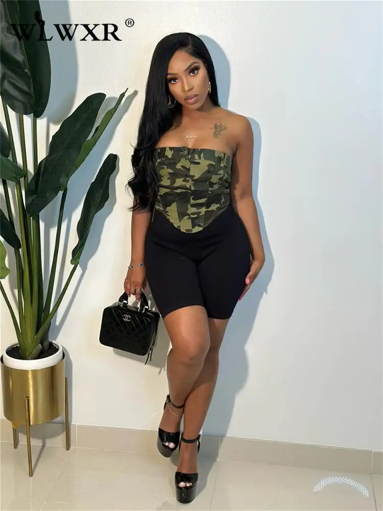 WLWXR Summer Streetwear Print Armygreen Crop Tops For Women 2023 Sleeveless Utton Tube Tops Backless Corset Tops
WLWXR Summer Streetwear Print Armygreen Crop Tops For Women 2023 Sleeveless Utton Tube Tops Backless Corset Tops