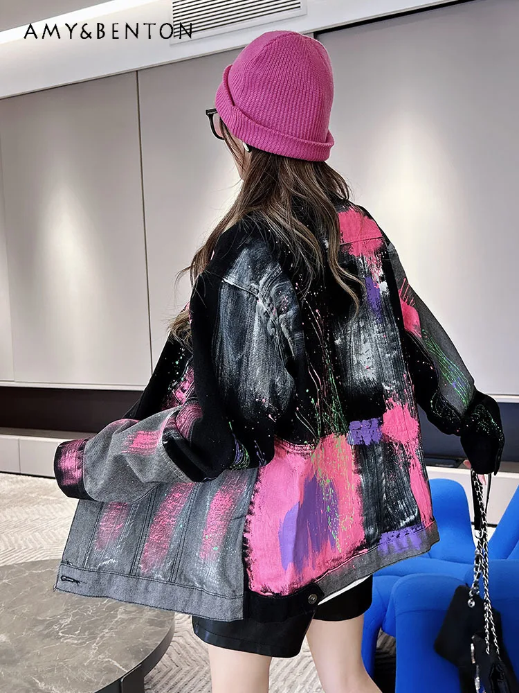 Black Cartoon Printed Denim Coats Women High-Grade Hip Hop Punk Coat 2024 Spring New Fashion Bf American Retro Oversized Jacket
Black Cartoon Printed Denim Coats Women High-Grade Hip Hop Punk Coat 2024 Spring New Fashion Bf American Retro Oversized Jacket