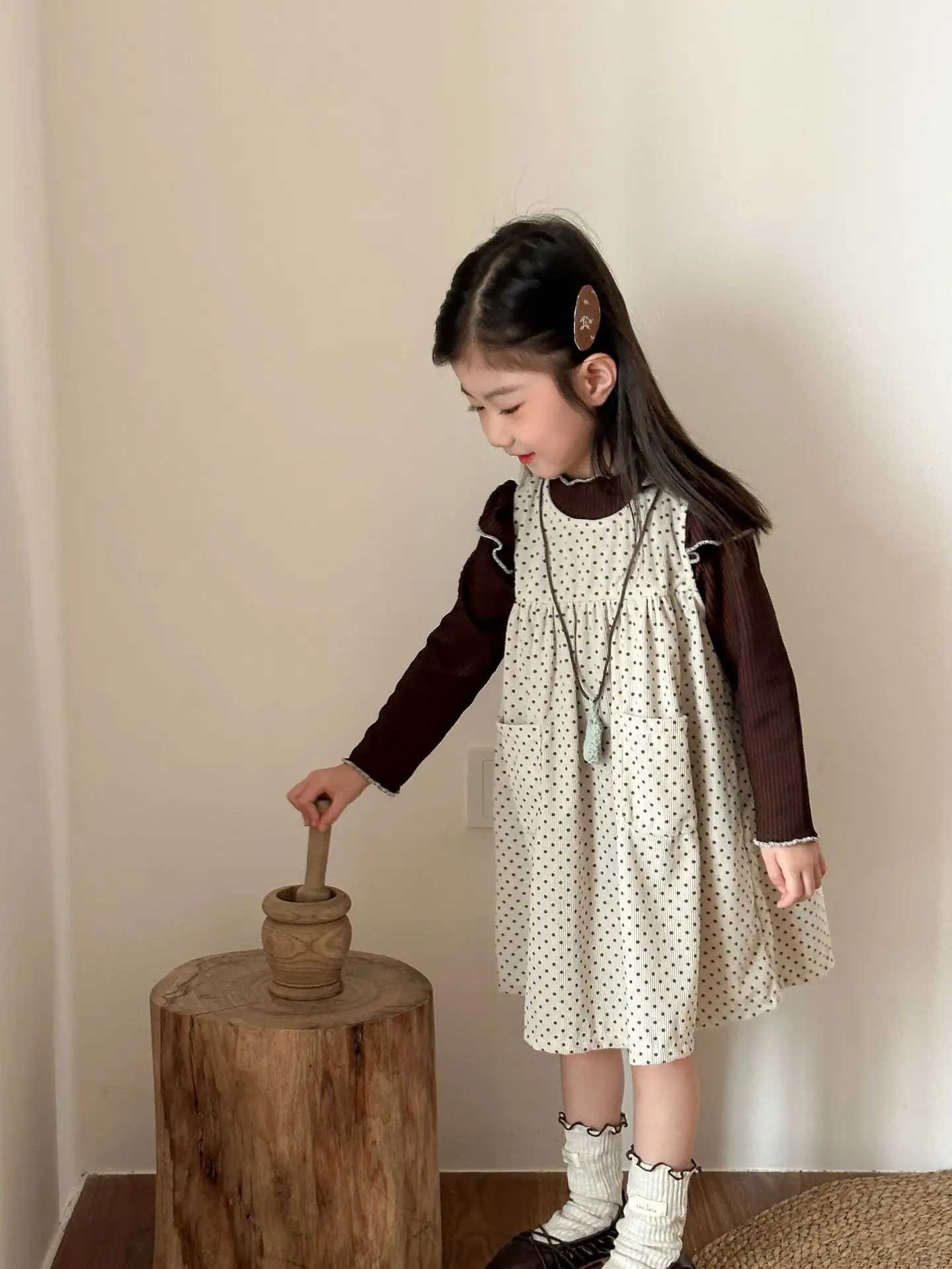 2025 Autumn New Children Sleeveless Dress Corduroy Girls Cute Polka Dot Vest Dress Kids Casual Dress Baby Girl Princess Dress 20 S5175a08cbc0e4ce082afedc9d97b7acae
