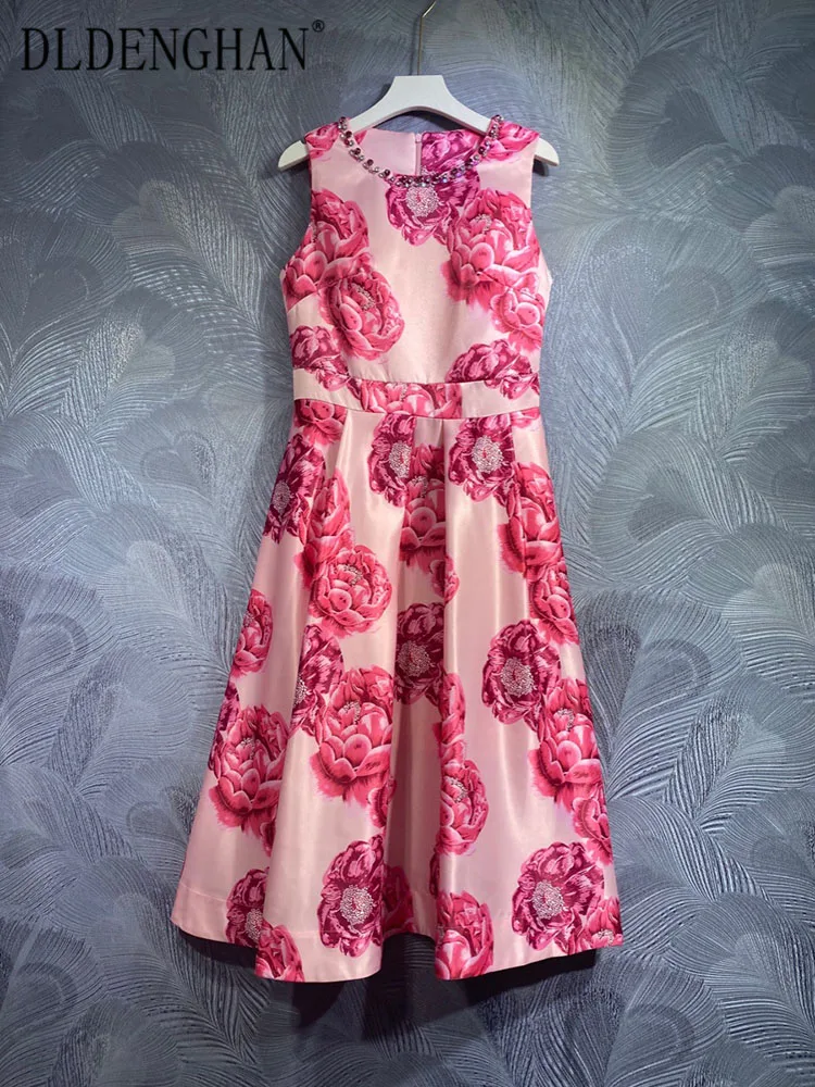 DLDENGHAN Spring Summer Tank Dress Women O-Neck Sleeveless Crystal Diamonds Flowers Print Elegant Party Dress Fashion Runway New
DLDENGHAN Spring Summer Tank Dress Women O-Neck Sleeveless Crystal Diamonds Flowers Print Elegant Party Dress Fashion Runway New