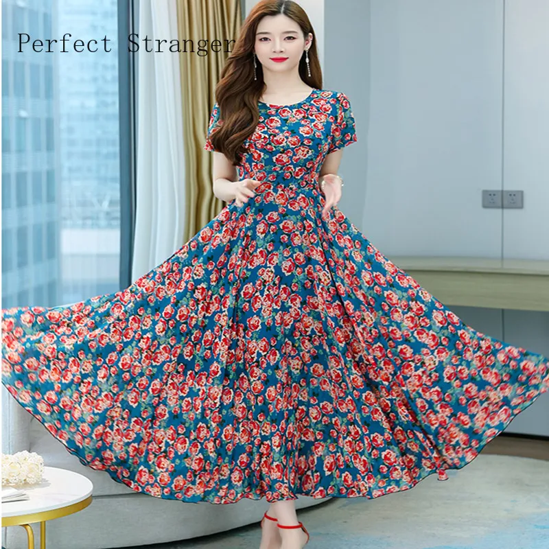 Women Dress Chiffon Floral Vestido Boho Summer 2022 Round Collar Short Sleeve Slim Beach Long Dresses
Women Dress Chiffon Floral Vestido Boho Summer 2022 Round Collar Short Sleeve Slim Beach Long Dresses