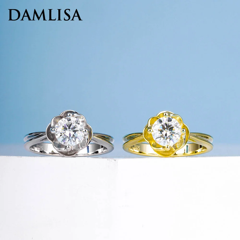 

Женское Обручальное Кольцо DAMLISA, обручальное кольцо из стерлингового серебра 6,5 пробы с круглым муассанитом, D-образной огранки, 925 мм, 1 карат