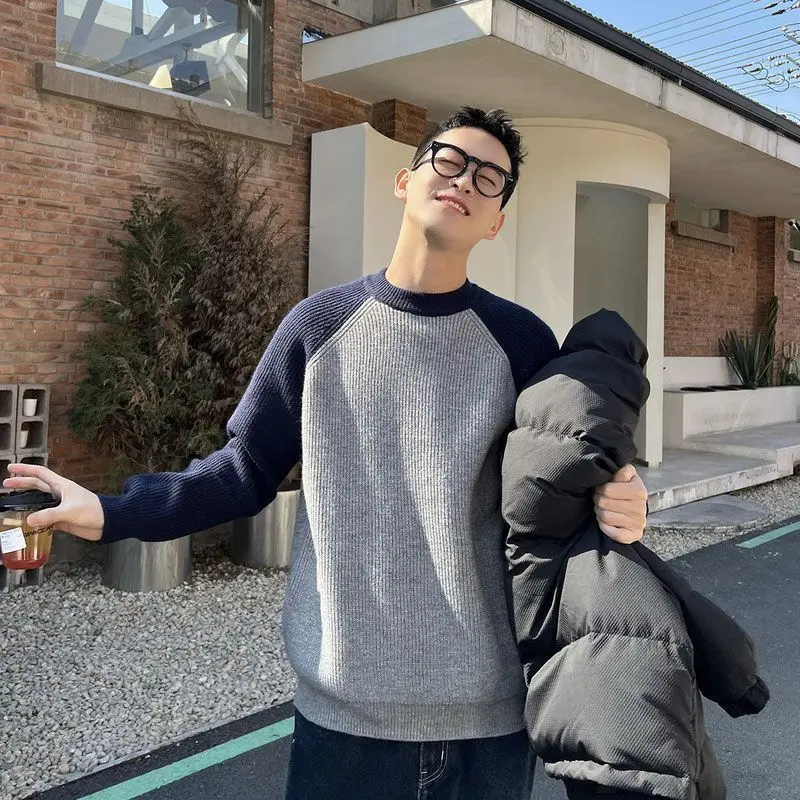 Fashionable Color-block Raglan Sweater for Men's Autumn/winter Crewneck Pullover Versatile Korean Bottoming Knit Hoodies for Men
Fashionable Color-block Raglan Sweater for Men's Autumn/winter Crewneck Pullover Versatile Korean Bottoming Knit Hoodies for Men