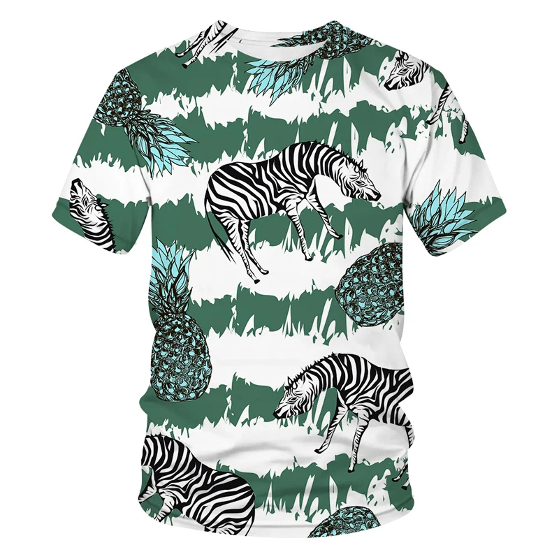

Men T-Shirt Summer 2021 New 3D Animal Abstract Animal Zebra Print Cool Funny Tops T Shirt Men O Neck Short Sleeve Fashion Male