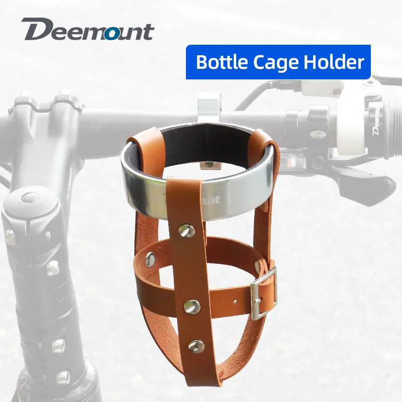 

Deemount Retro Bottle Cage for Bicycle Kids Bike Baby Stroller Water Coffee Drinks Cup Holder Aluminum Frame PU