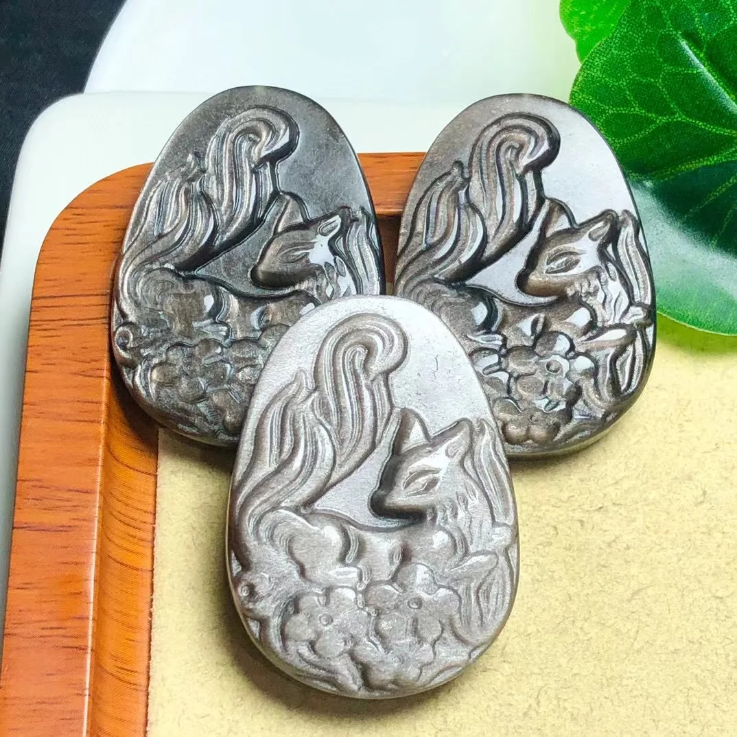 45MM Natural Silver Obsidian Fox Pendant For Jewerly Making Diy Bracelet Necklace Accessory Gift 1pcs
45MM Natural Silver Obsidian Fox Pendant For Jewerly Making Diy Bracelet Necklace Accessory Gift 1pcs