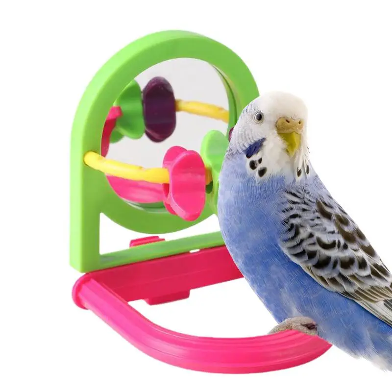 

Bird Stand Perch With Mirror Bird Mirror Mirror Toys For Birds Parrot Standing Bar Rack Playstand Chewing Toy Birdcage Platform