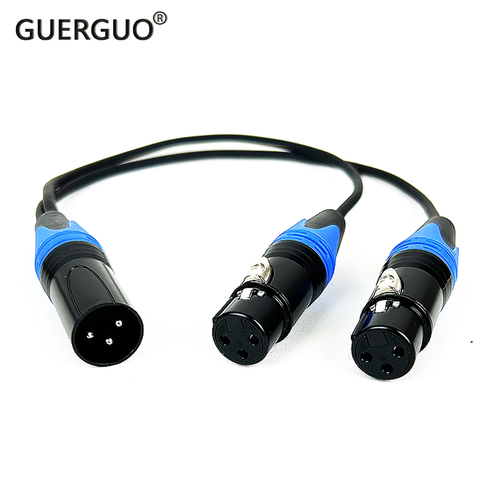 

GuerGuo High Quality 3-Pin XLR Male Plug to Dual 2 Female Jack Y Splitter Mic DJ Cable Adapter For DVD Player Microphone 0.3M