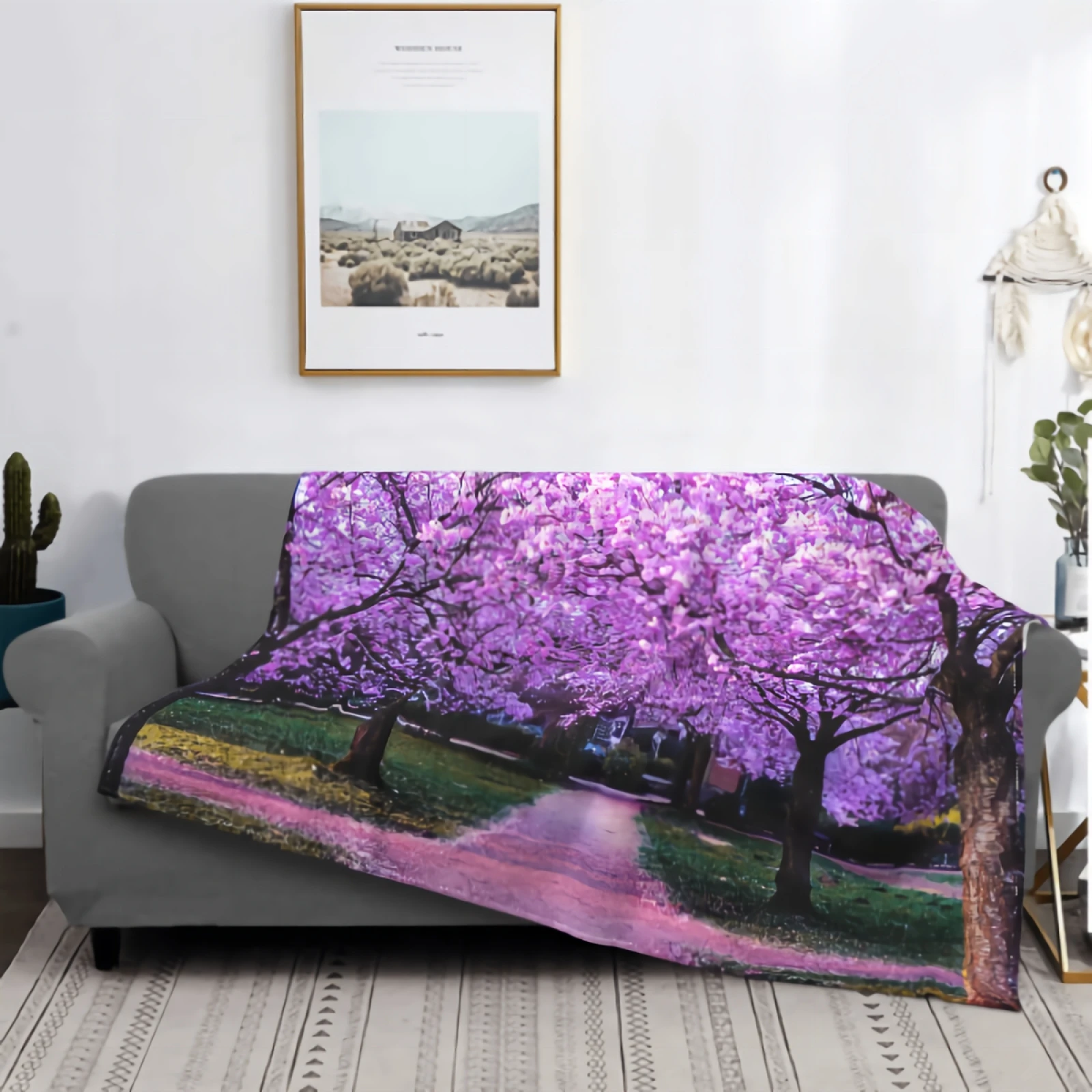 

Фланелевое Одеяло с цветами вишни, супермягкое удобное плюшевое пушистое одеяло из микрофибры, легкий теплый плед для кровати, 80x60 дюймов