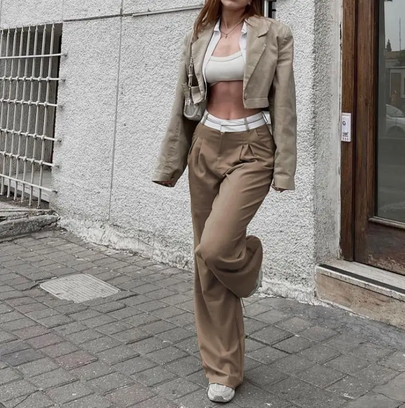 Elegant Loose Gray Office Women Pants Fashion High Waist Straight Trousers Casual Chic Spliced Full Length Female Pants
Elegant Loose Gray Office Women Pants Fashion High Waist Straight Trousers Casual Chic Spliced Full Length Female Pants