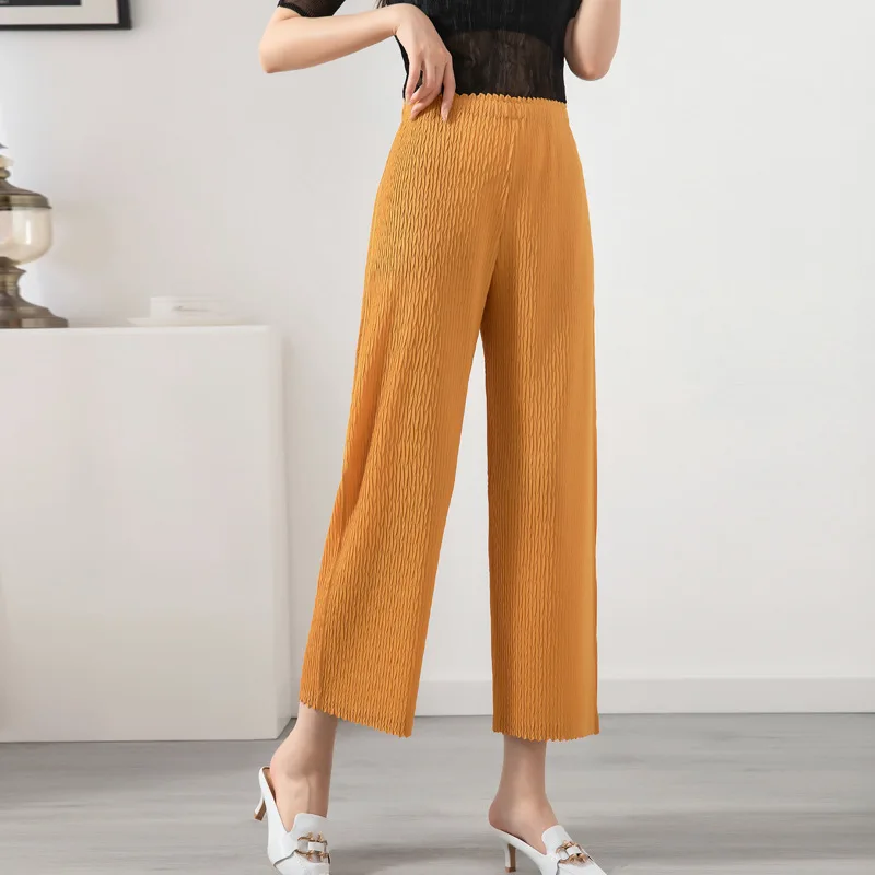 ALSEY Miyake Bamboo Leaf Pleated Casual Straight Pants Summer New High Waist Temperament Commuter Nine Points Wide Leg Trousers
ALSEY Miyake Bamboo Leaf Pleated Casual Straight Pants Summer New High Waist Temperament Commuter Nine Points Wide Leg Trousers