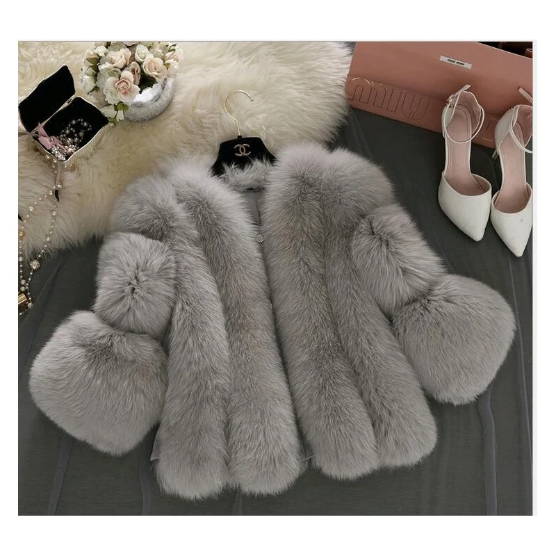 

Hot Selling Faux Fox Fur Ladies Casual Coat Imitation Fur Daily Fashion Warm Multi-Color Optional Faux Fur Coat