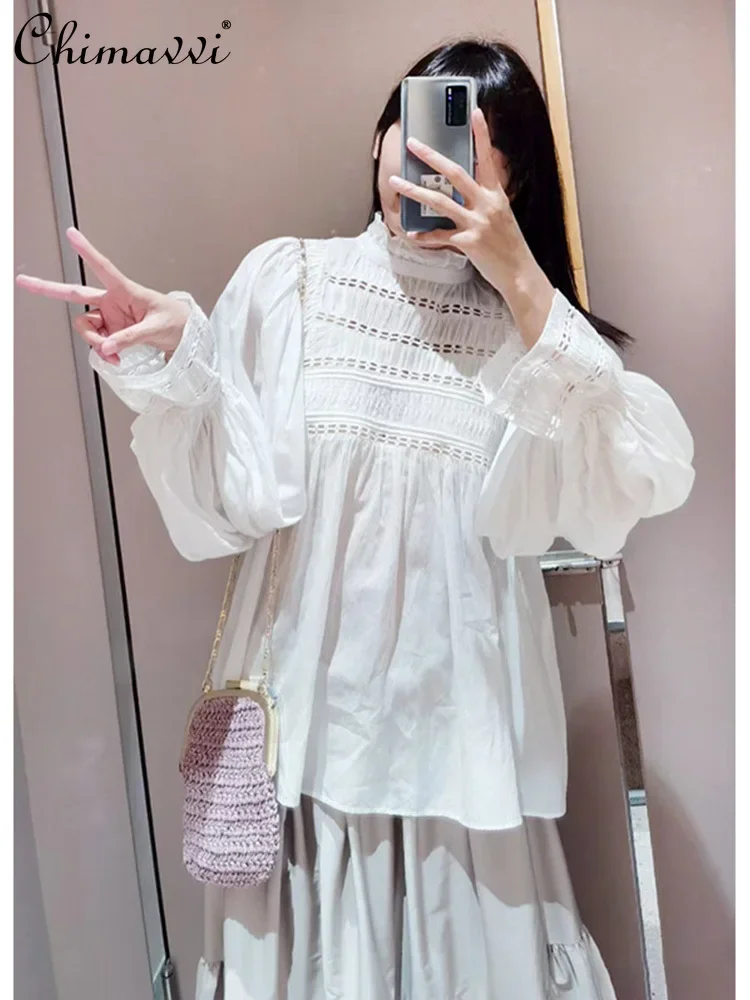 Japanese Fashion Hollow Out Stitching Women's Shirts 2023 Spring Autumn Sweet Lantern Sleeve Stand Collar Lace Pleated Blouse
Japanese Fashion Hollow Out Stitching Women's Shirts 2023 Spring Autumn Sweet Lantern Sleeve Stand Collar Lace Pleated Blouse
