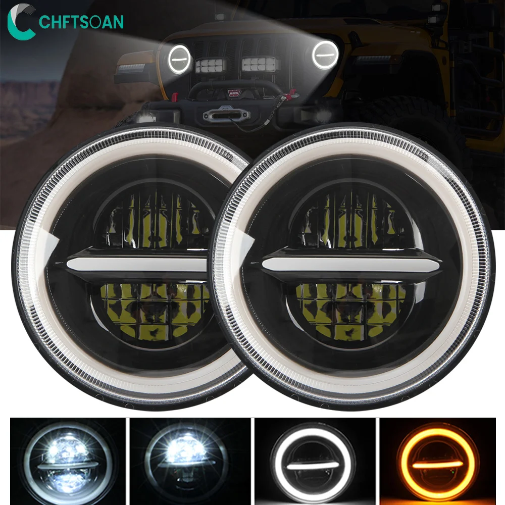 

Chftsoan 7 Inch Round Headlight LED Wrangler Headlight H4 200W 20000LM Super Bright Jeep OffRoad Motorcycle Headlamp 6000K 9-30V