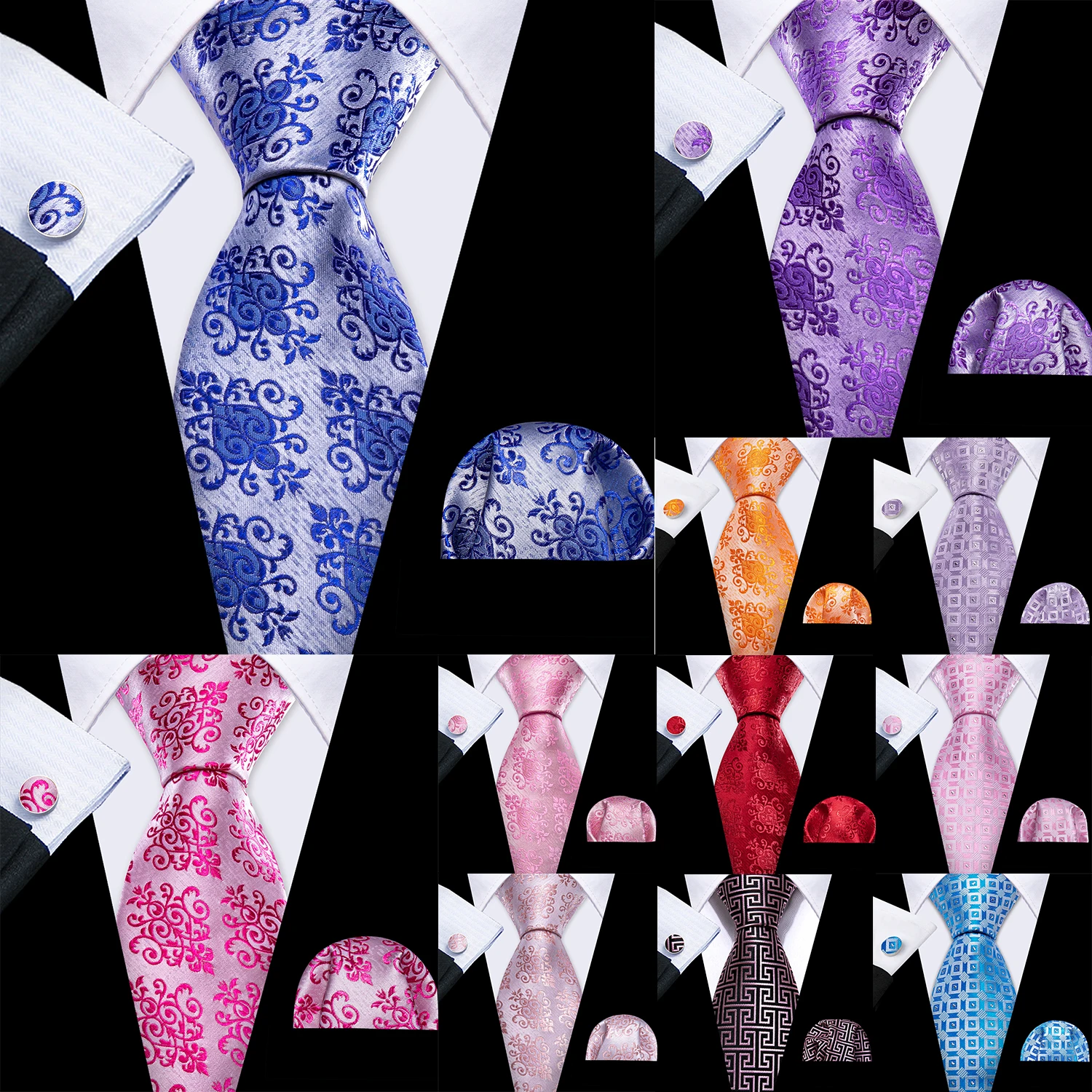 Floral Silk Men Tie Hanky Cufflinks Set Check Necktie Cravat for Male Novelty Formal Casual Wedding Party Business Barry.Wang
Floral Silk Men Tie Hanky Cufflinks Set Check Necktie Cravat for Male Novelty Formal Casual Wedding Party Business Barry.Wang