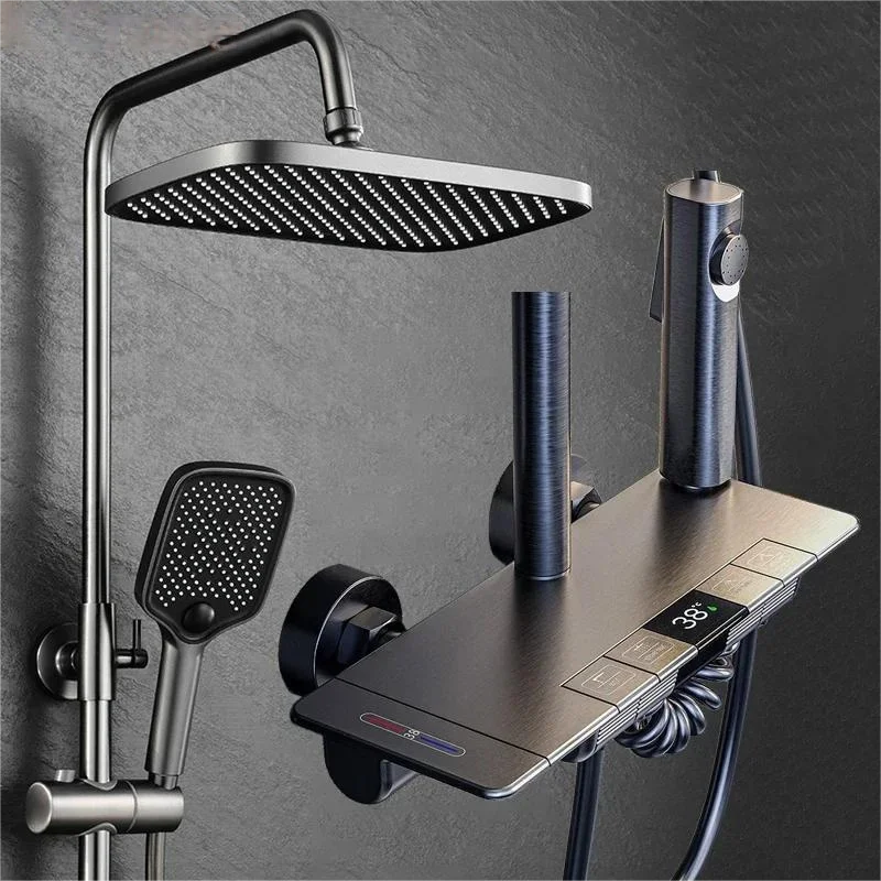 

LED Digital Shower System Hot Cold Mixer Shower Set Bathroom Piano Button Key Tap Bathtub Wall Mount SPA Rainfall Bath Faucets