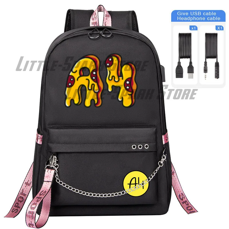 

Рюкзак Пицца А4 с мультяшным принтом, школьный ранец с ламбой а4 мерч для детей и студентов, вместительная сумка с USB-разъемом для мальчиков и девочек, портфель для подростков