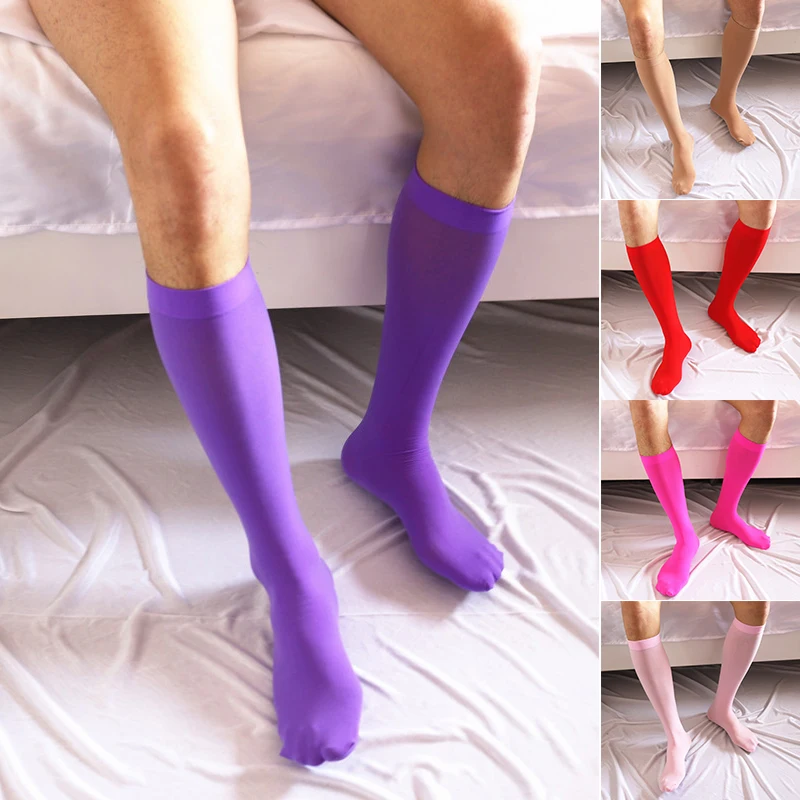 

Men's Sexy Ultrathin Stockings Compression Men Women Football Soccer Socks Stretchy Knee High Invisible Seamless Tube Socks