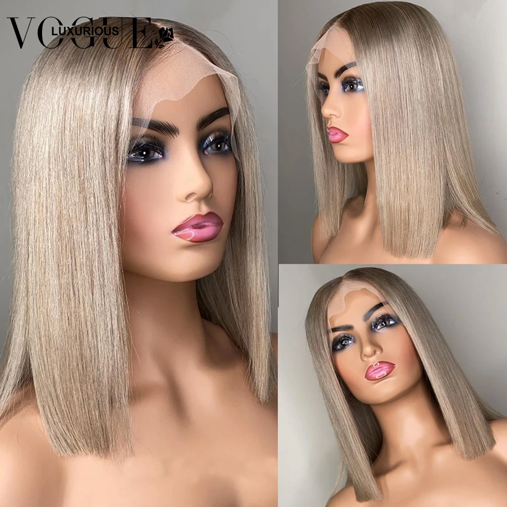 

Light Ash Blonde 4x4 Glueless Bob Wigs 13x6 13x4 Transparent HD Lace Frontal Straight Wig Preplucked Brazilian Virgin Human Hair