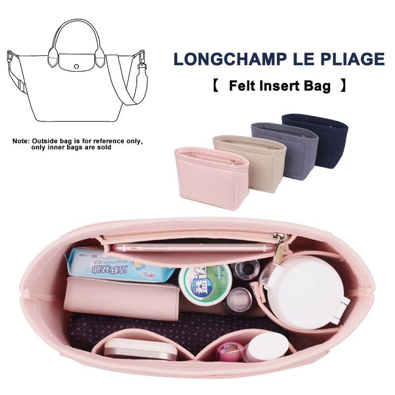 

EverToner Felt Insert Organiser Bag for LONGCHAMP LE PLIAGE Top Handle Bag Makeup Organizer Shaper Travel Inner Cosmetic Bag