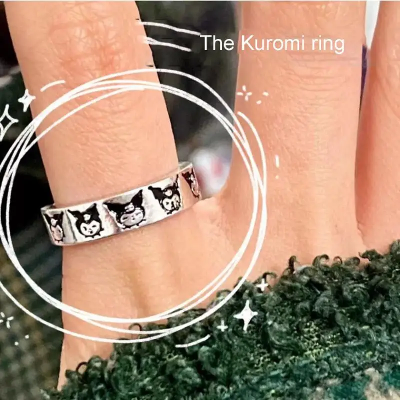 

Kawaii Sanrios Cartoon Aniime Hellokitty Couple Rings My Melody Kuromi Adjustable Rings Harajuku Fashion Accessories Girls Gifts