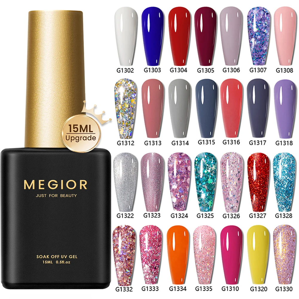 MEGIOR Glitter Gel Nail Polish 15ML Gel Polish Nail Supplies Vernis Semi Permanent Nail Art Salon Manicure Soak Off LED UV Gel
MEGIOR Glitter Gel Nail Polish 15ML Gel Polish Nail Supplies Vernis Semi Permanent Nail Art Salon Manicure Soak Off LED UV Gel
