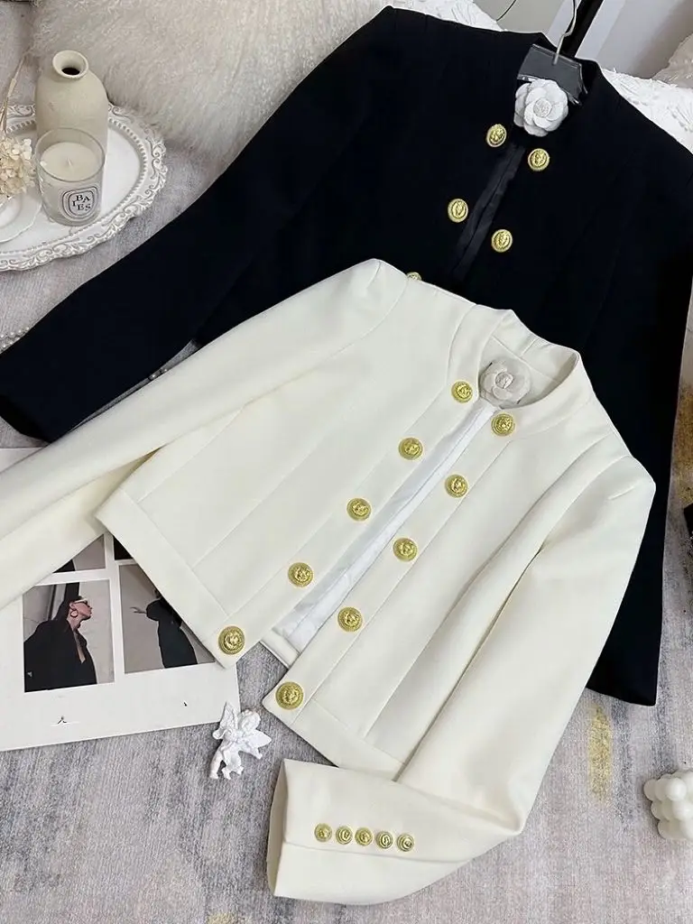 Korean Luxury Round Neck Double Breasted Short Jacket for Women's Autumn Winter Style Slim Coat Cardigan 2023 New Fashion
Korean Luxury Round Neck Double Breasted Short Jacket for Women's Autumn Winter Style Slim Coat Cardigan 2023 New Fashion