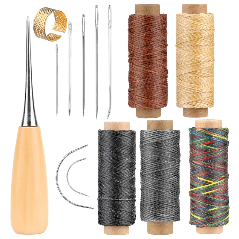 LMDZ Leather Sewing Kit with Big Eye Needles Waxed Flat Thread Thimble Awl DIY Leather Craft Working Tool Set for Leather Crafts
LMDZ Leather Sewing Kit with Big Eye Needles Waxed Flat Thread Thimble Awl DIY Leather Craft Working Tool Set for Leather Crafts