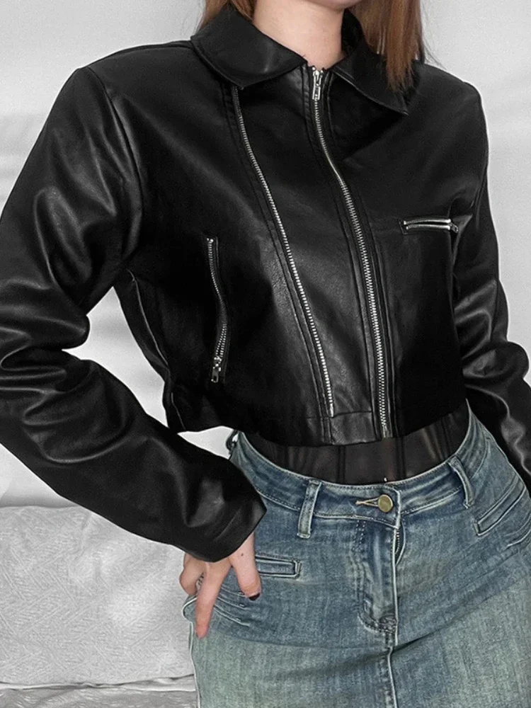 FTLZZ New Spring Autumn High Street Motorcycle PU Coat Women Fashion Casual Turn-down Collar Zipper Faux Leather Short Jacket
FTLZZ New Spring Autumn High Street Motorcycle PU Coat Women Fashion Casual Turn-down Collar Zipper Faux Leather Short Jacket