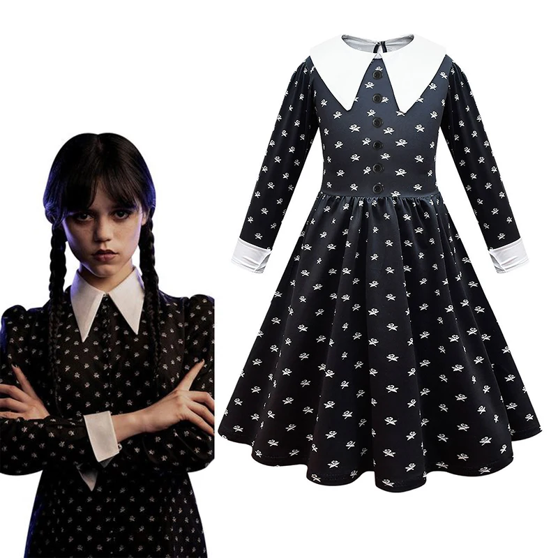 Kids' Wednesday Addams Costume Black Dress Outfits Girls Family Halloween Costumes Printing Short Sleeve Pugsley Cosplay
Kids' Wednesday Addams Costume Black Dress Outfits Girls Family Halloween Costumes Printing Short Sleeve Pugsley Cosplay