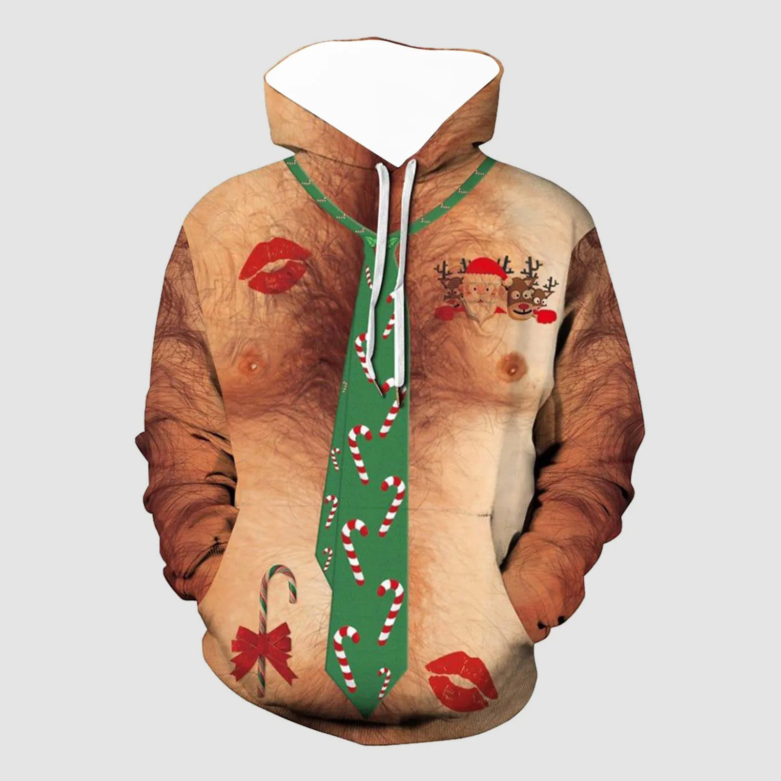 

Ugly Christmas Sweater Women/Men Chest Hair Funny Loose Pullover 3d Kawaii Cartoon Cosplay Winter Tops Clothing Pullover Outfit