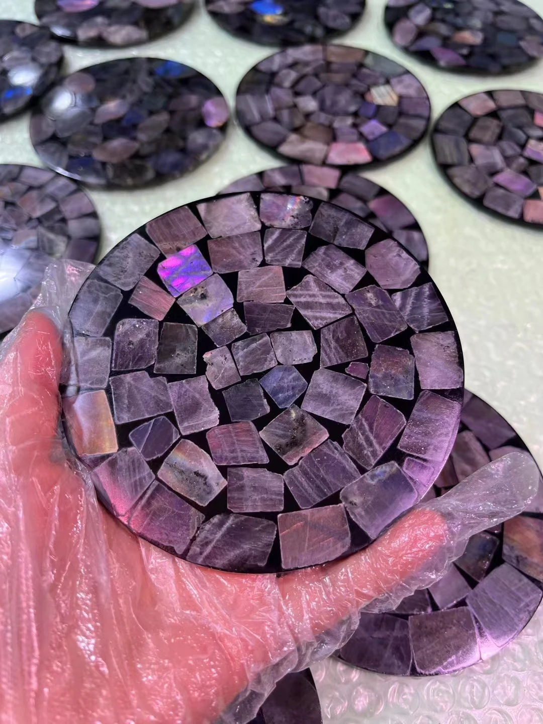 12-13cm 1pc Natural Crystal Blue and violet Labradorite Slice disk Mineral Plate for Home Decor Stone Decoration
12-13cm 1pc Natural Crystal Blue and violet Labradorite Slice disk Mineral Plate for Home Decor Stone Decoration