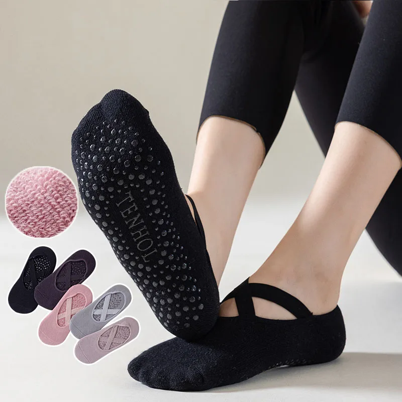 

Cotton Socks Silicone Women Non-slip Pilates Yoga Grip Towel No-Show Barre Sock