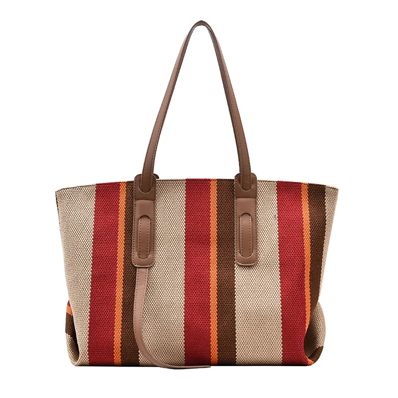 Fashion Women Canvas Stripe Tote Bag Large Capacity Shoulder Crossbody Bags Women's Handbags Simple Casual Female Travel Shopper
Fashion Women Canvas Stripe Tote Bag Large Capacity Shoulder Crossbody Bags Women's Handbags Simple Casual Female Travel Shopper
