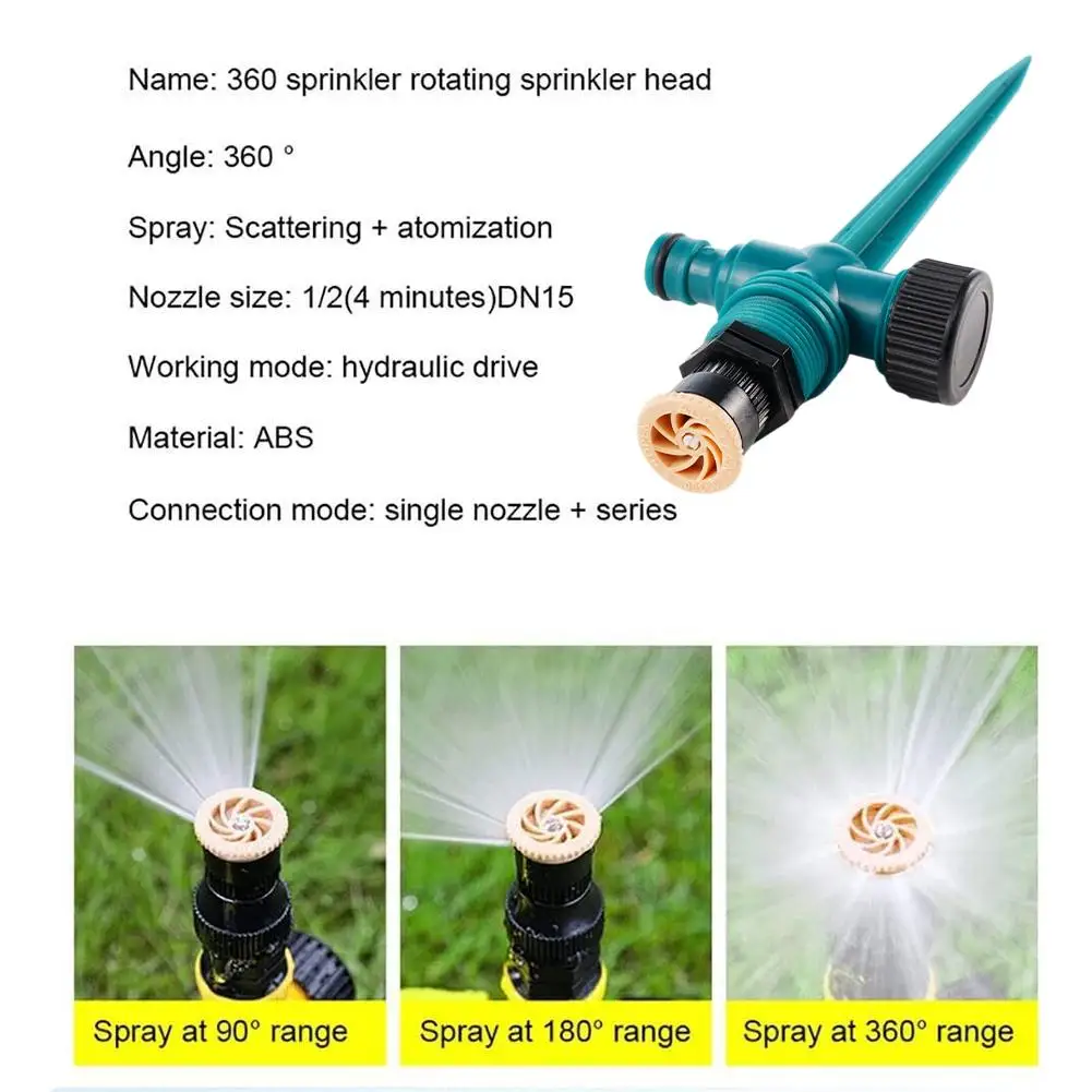 

360° Garden Sprinkler Rotation Irrigation Watering System Automatic Agriculture Lawn Farm Greenhouse Spray Nozzle Tool