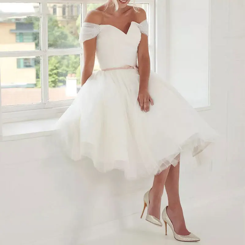 Off Shoulder V-neck Sweet Wedding Dress Simple Fashion Elegant Vestido De Noiva White Custom Made Plus Size Vestito Da Sposa
Off Shoulder V-neck Sweet Wedding Dress Simple Fashion Elegant Vestido De Noiva White Custom Made Plus Size Vestito Da Sposa