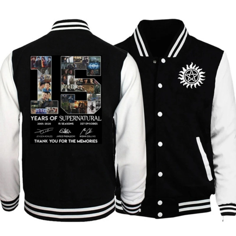 15 Years of Supernatural Thank You for The Memories Baseball Jacket Fashion Casual Loose Jacket Women Men Hip Hop Style Tops
15 Years of Supernatural Thank You for The Memories Baseball Jacket Fashion Casual Loose Jacket Women Men Hip Hop Style Tops