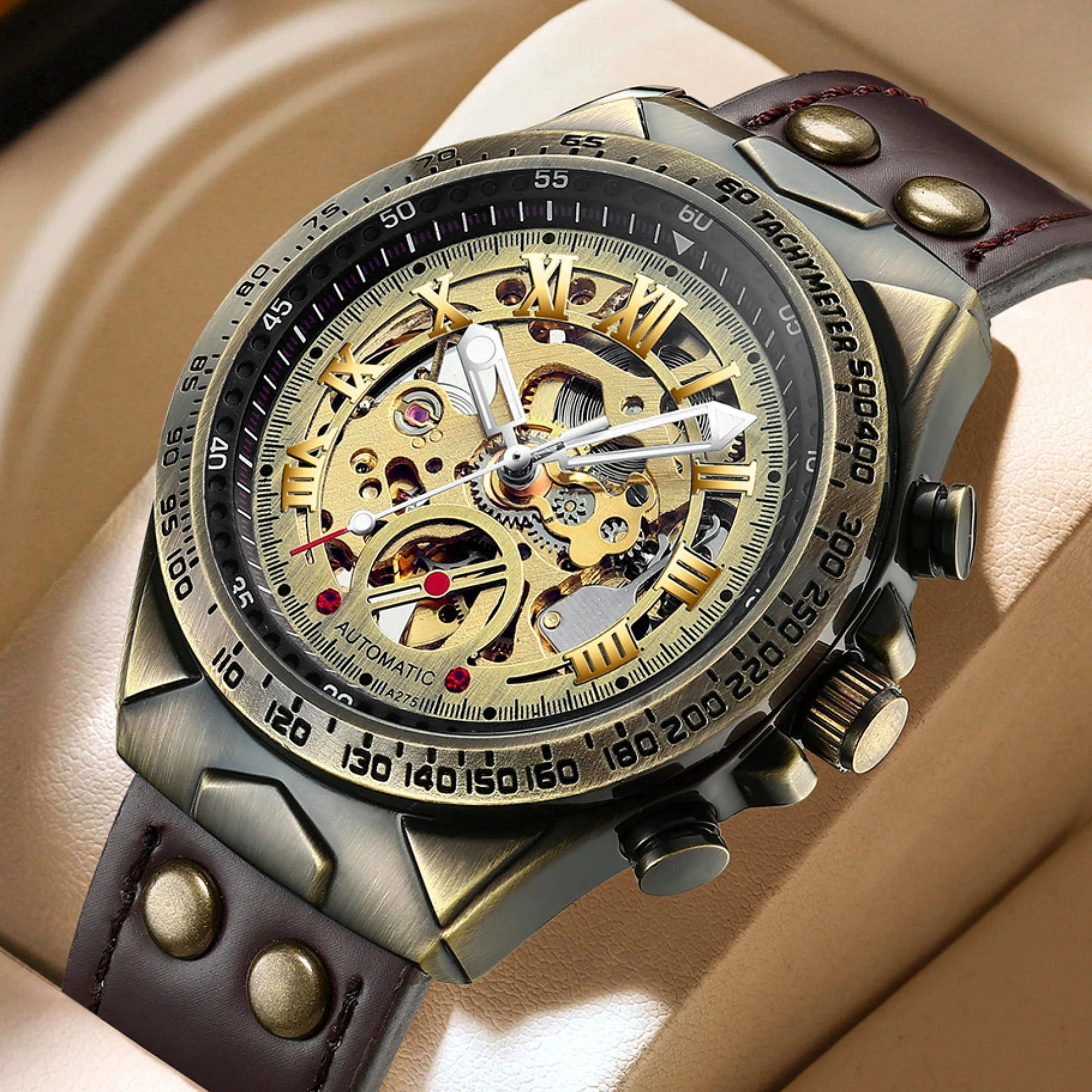 

Transparent Fashion Diamond Luminous Gear Movement Royal Design Men Top Brand Luxury Male Mechanical Skeleton Wrist Watch 275