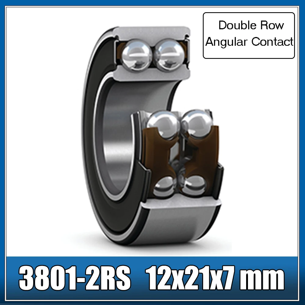 

3801-2RS Bearing 12*21*7 mm 1Pc 3801 2RS Double Row Sealed 3801 RS Angular Contact Ball Bearings