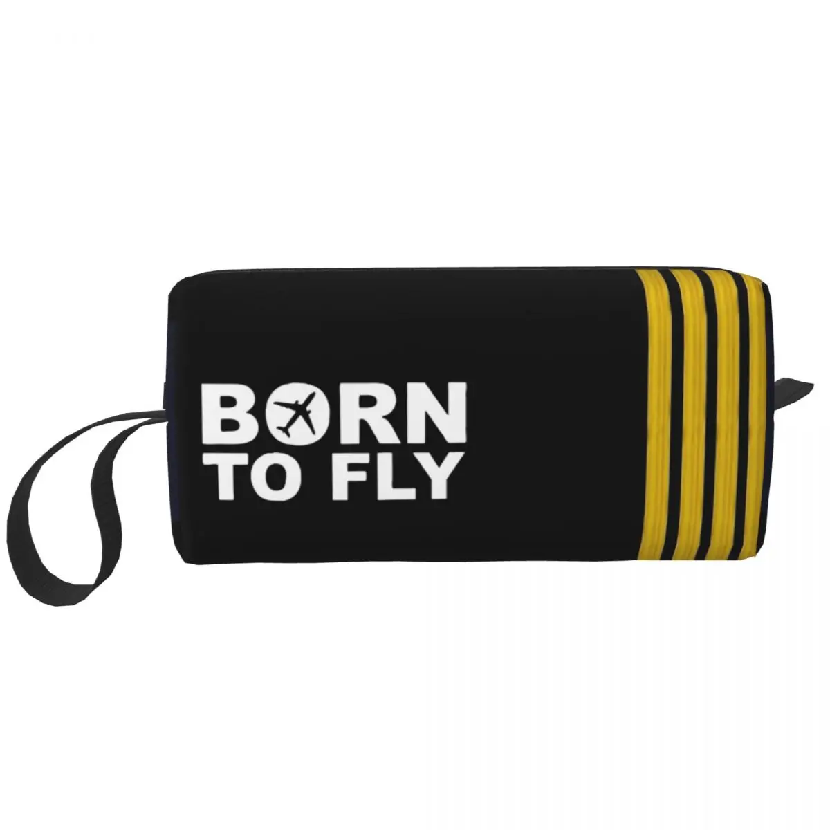 

Born To Fly Captain Stripes Large Makeup Bag Beauty Pouch Travel Cosmetic Bags Pilot Air Fighter Storage Bag for Women