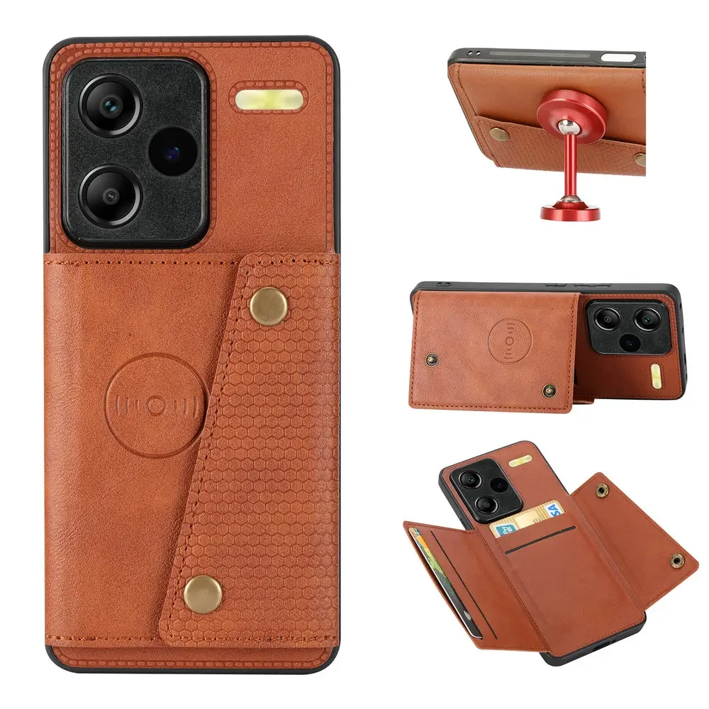 

For Redmi 12 Poco X6 Pro M6 5G 4G Flip Case Leather Wallet Funda Xiaomi Redmi Note 13 Pro Plus Turbo 12 S 13C 12S C65 Book Cover