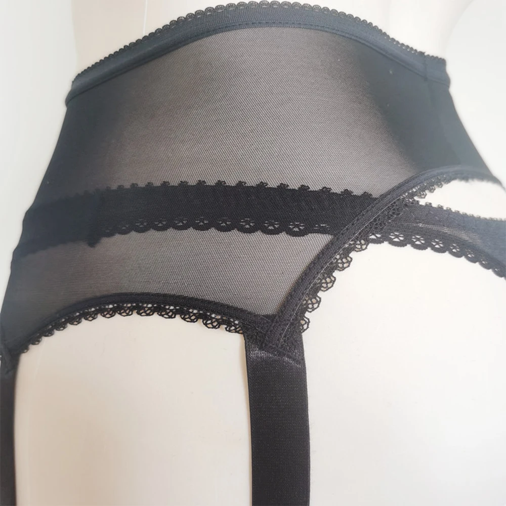 

Sexy Women 6 Straps Garter Belt Mesh Sheer See-Through High Elastic Lingerie High Waist Garter Belt Mesh Female Suspender Belt