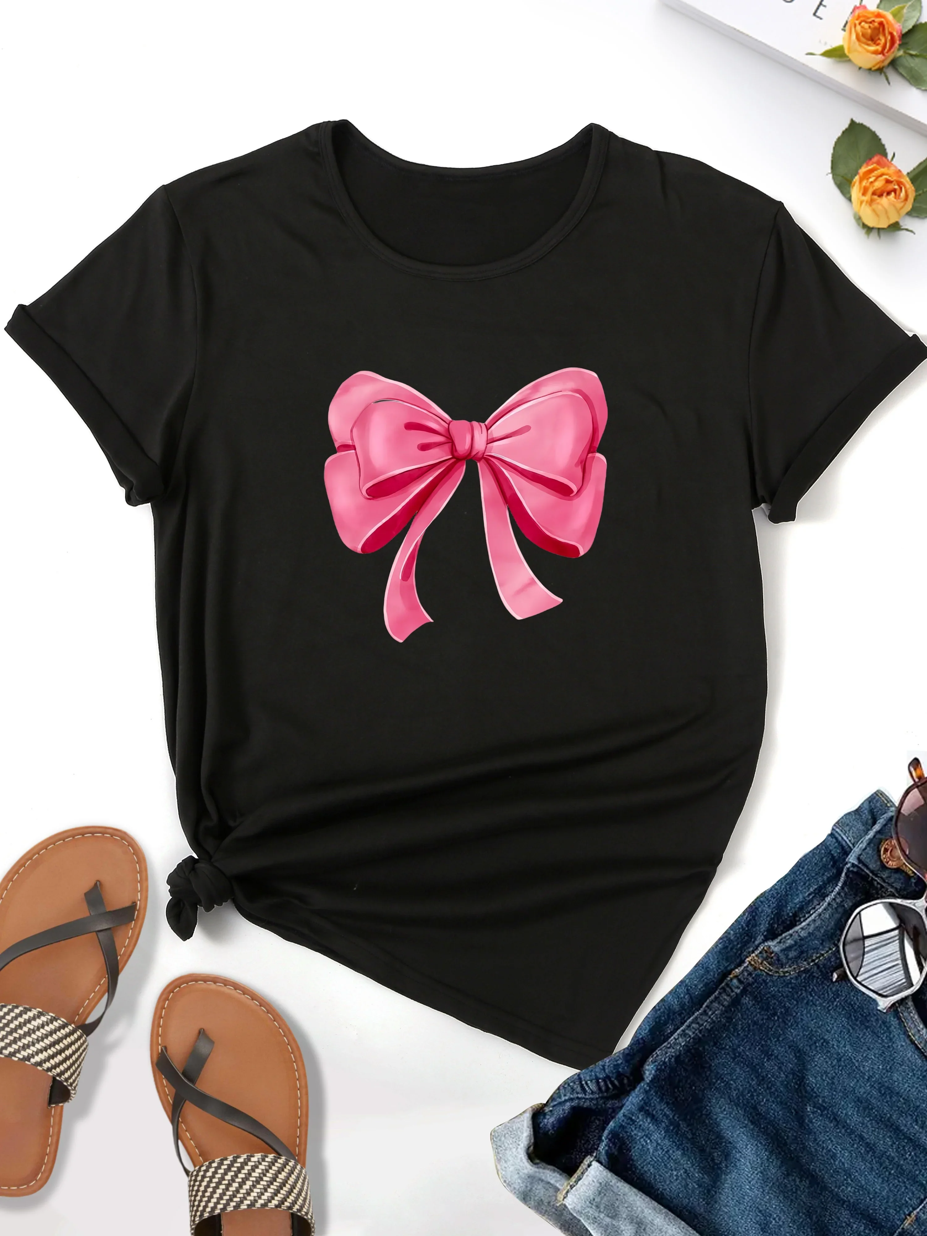 Y2k Short Sleeves Summer Loose T-shirt 2024 New Bow Print Casual Crew Neck Top for Spring & Summer, Women's Clothing Tees
Y2k Short Sleeves Summer Loose T-shirt 2024 New Bow Print Casual Crew Neck Top for Spring & Summer, Women's Clothing Tees
