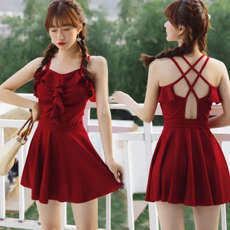 Korean One Piece Swimsuit Sexy Ruffle Women Solid Backless Swim Bath Suit Woman Swimwear Monokini Swimming Swimskir
Korean One Piece Swimsuit Sexy Ruffle Women Solid Backless Swim Bath Suit Woman Swimwear Monokini Swimming Swimskir