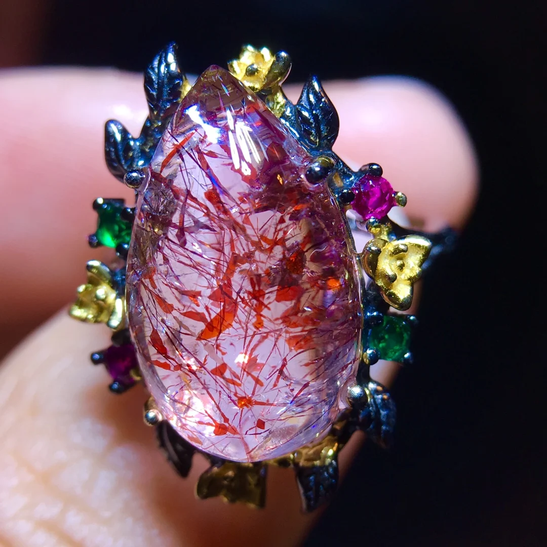 1Pcs/Lot Natural Gold Strawberry Crystal Ring 925 Sterling Silver Adjustable Size Gift Man Woman Jewelry Anillos Mujer Bague
1Pcs/Lot Natural Gold Strawberry Crystal Ring 925 Sterling Silver Adjustable Size Gift Man Woman Jewelry Anillos Mujer Bague