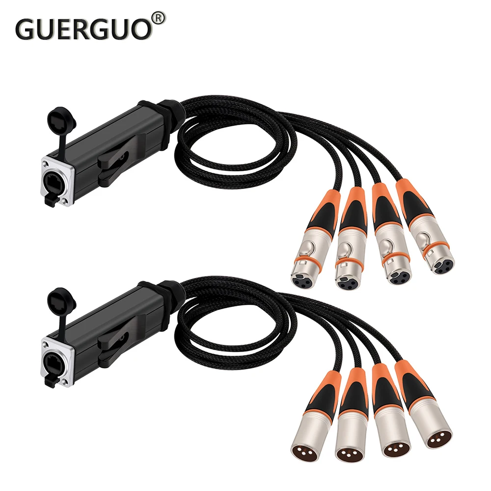 

1Pair RJ45 Female To XLR Audio Waterproof Cable DMX Splitter For Snake Cable CAT5 Network Extension Of Stage or Studio Recording