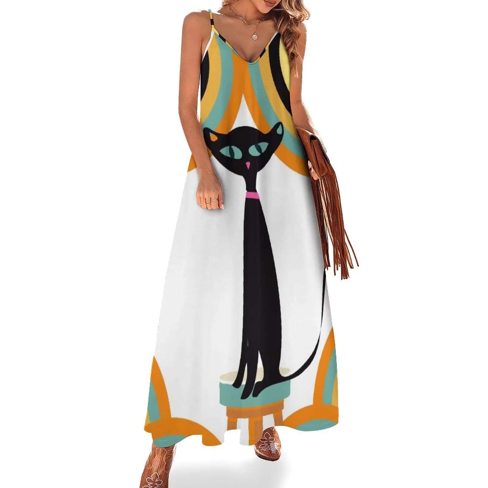 New Black Mid Century Cat Surrounded by Myriad of Retro Shapes Sleeveless Dress party dresses woman elegant women's sets
New Black Mid Century Cat Surrounded by Myriad of Retro Shapes Sleeveless Dress party dresses woman elegant women's sets